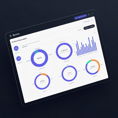 AI review automation dashboard displaying analytics