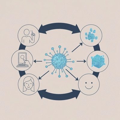 Visual representation of a continuous customer feedback loop with AI