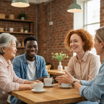 Customers engaging with a business, showing trust and loyalty