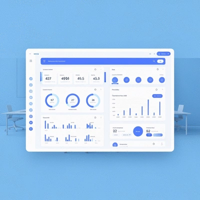AI-powered analytics dashboard showing conversion metrics and data insights